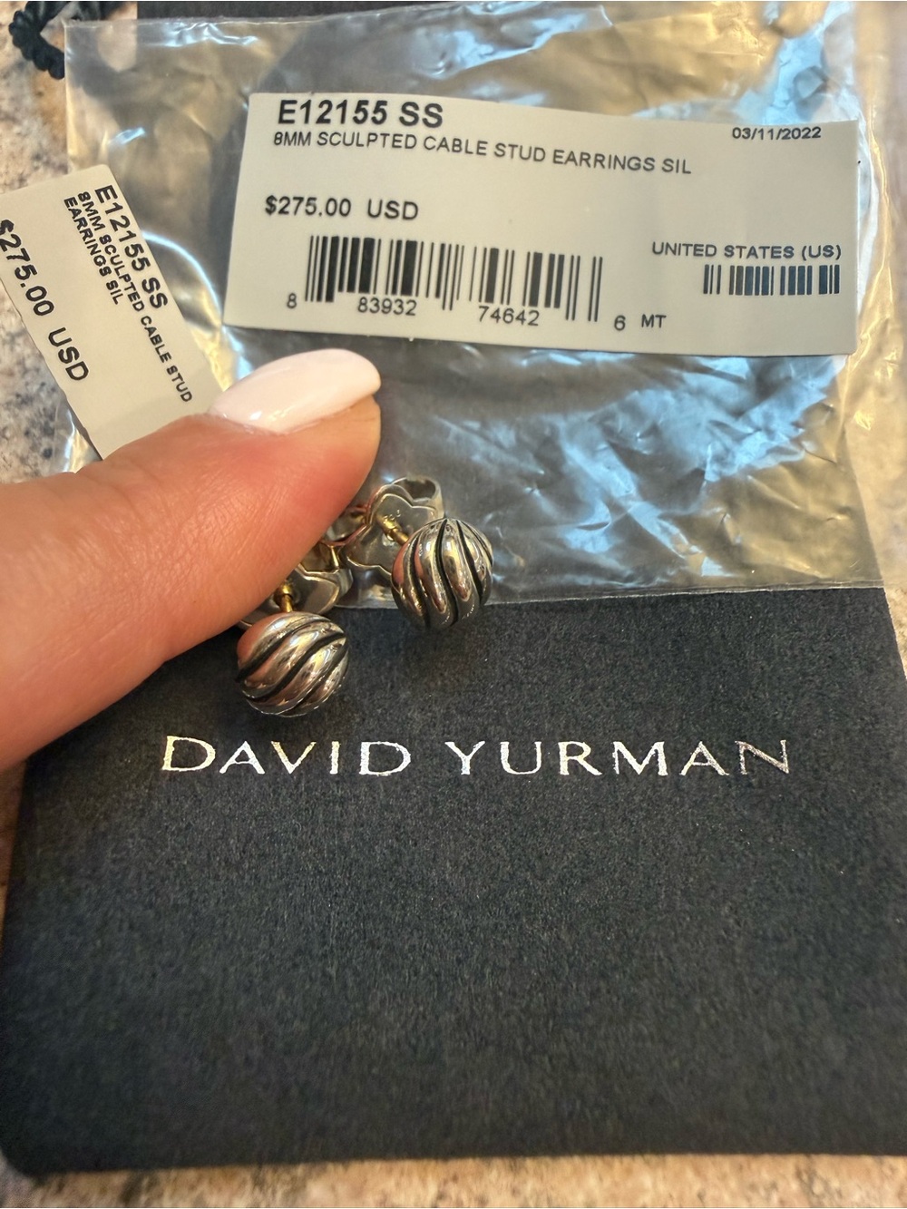 David Yurman Sterling Silver Sculpted Cable Stud Earrings